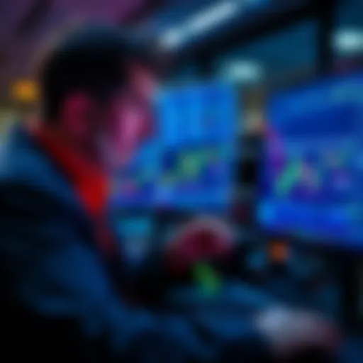 A trader looking at market charts and graphs on a computer screen, considering selling and shorting strategies.