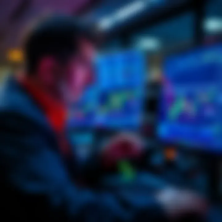 Trader Analyzing Market Data A trader looking at market charts and graphs on a computer screen, considering selling and shorting strategies.