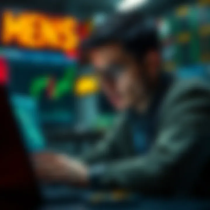 A trader looking worried while analyzing meme coins on a laptop, highlighting the issue of potential scams in crypto.