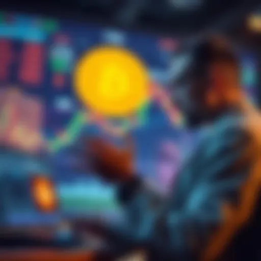A trader reviewing Bitcoin price chart and considering selling 10% during a price surge.
