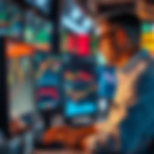 A trader looking at charts and graphs on a computer screen to assess market trends before selling stocks.