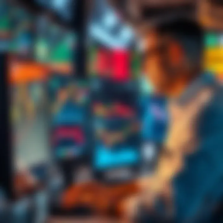 A trader looking at charts and graphs on a computer screen to assess market trends before selling stocks.