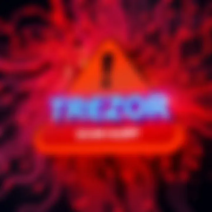 A warning sign indicating a scam targeting Trezor users with a fake firmware update related to quantum computing.
