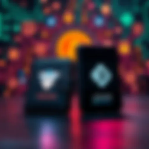 A side-by-side comparison of Trezor and Ledger wallets with security icons in the background