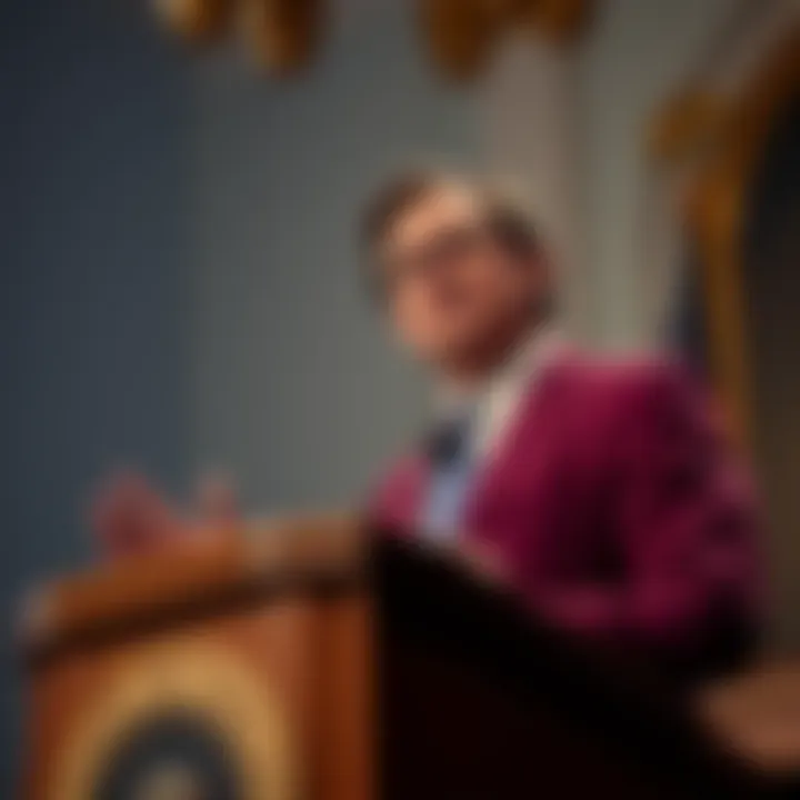 A concerned US lawmaker speaking at a podium, expressing worries about the GENIUS bill and its potential impact on financial rights.
