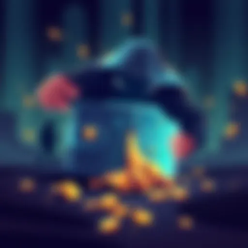 An illustration depicting a digital wallet with a thief's shadow stealing coins, symbolizing the Vanilla Drainer scam.