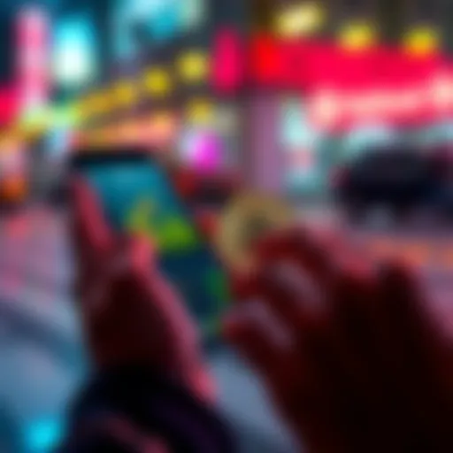 Person using a smartphone to invest in Bitcoin through an app, showing a clear interface of the Robinhood platform.