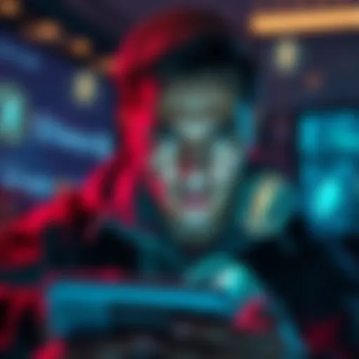 A person looking concerned while checking their device for Ethereum updates, surrounded by digital currency symbols.
