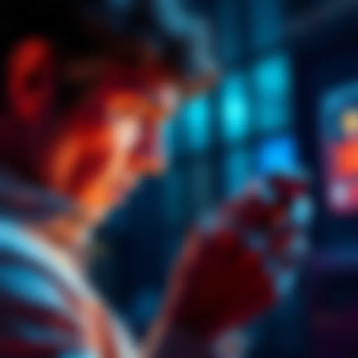 A person looking frustrated while checking their phone for XRP sale status, showing 'unavailable' message on the screen.